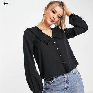 Whistles Button Down Blouse with Oversized Collar